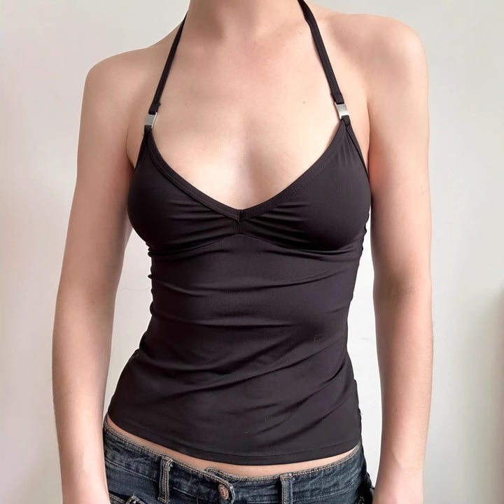 Damen Sportliches Spaghetti-Trägertop mit eleganten Akzenten Drune