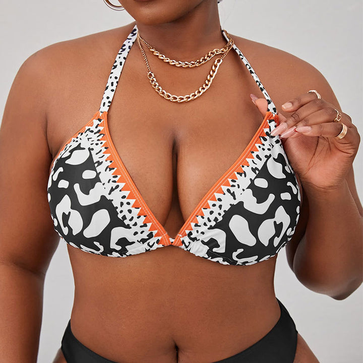 Damen Triangel-Bikini mit modernem Leodruck und verstellbaren Trägern Drune