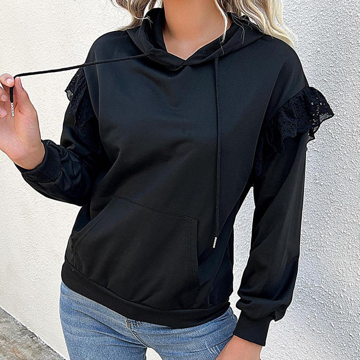 Damen Kapuzenpullover mit eleganten Rüschendetails Drune