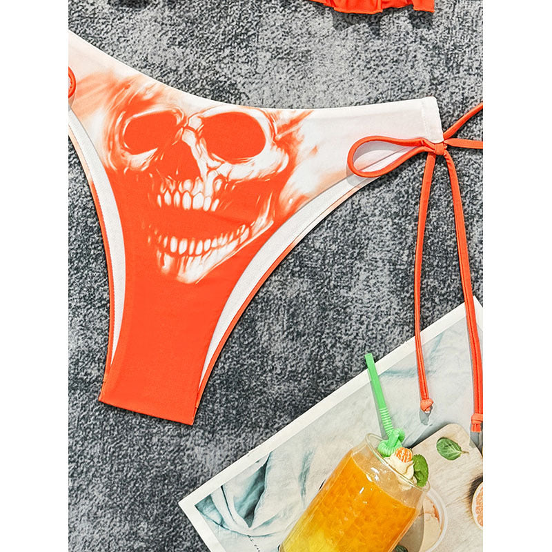 Damen Design-Bikini mit Skulls und Rüschendetails Drune