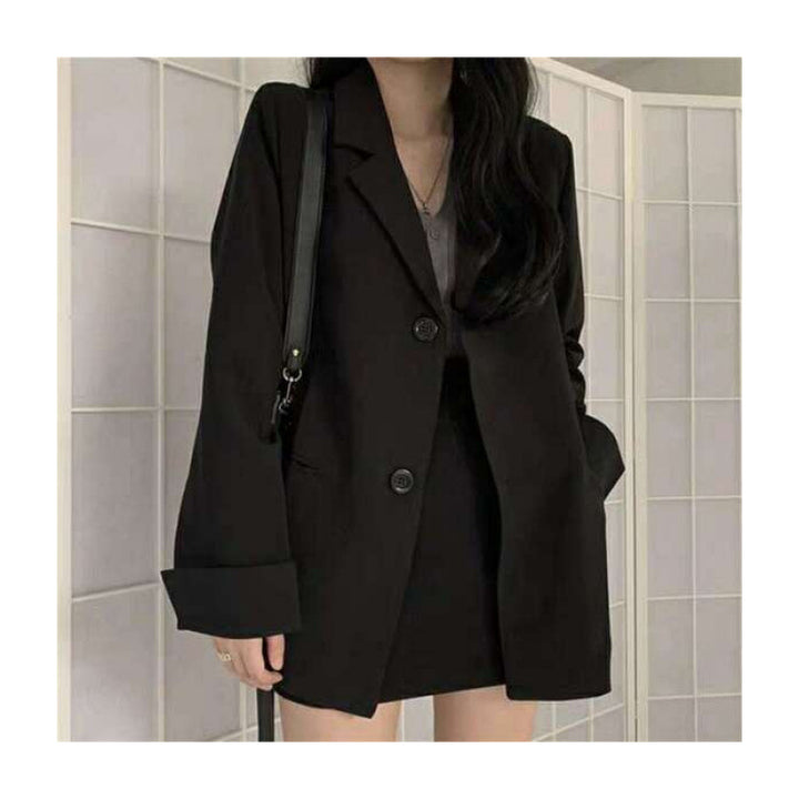 Damen Eleganter Blazer mit Zwei-Knopf-Verschluss und Weitem Schnitt Drune