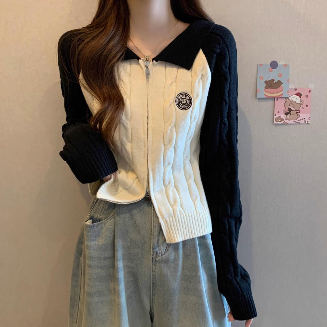 Damen Stilvolle Strickjacke mit Reißverschluss Drune
