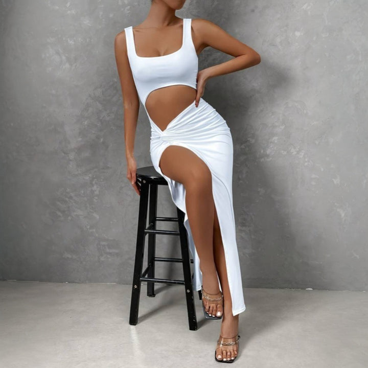 Damen Cut-Out Maxi-Kleid mit elegantem Wickeldesign und hohem Schlitz Drune