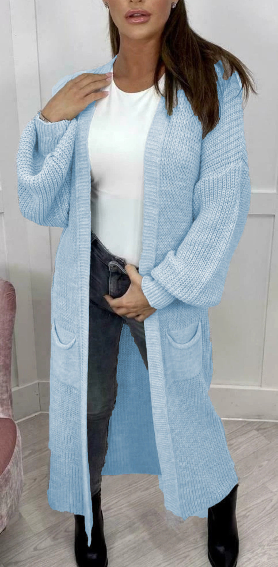 Damen Strickmantel mit tiefen Taschen und modernen Details Drune