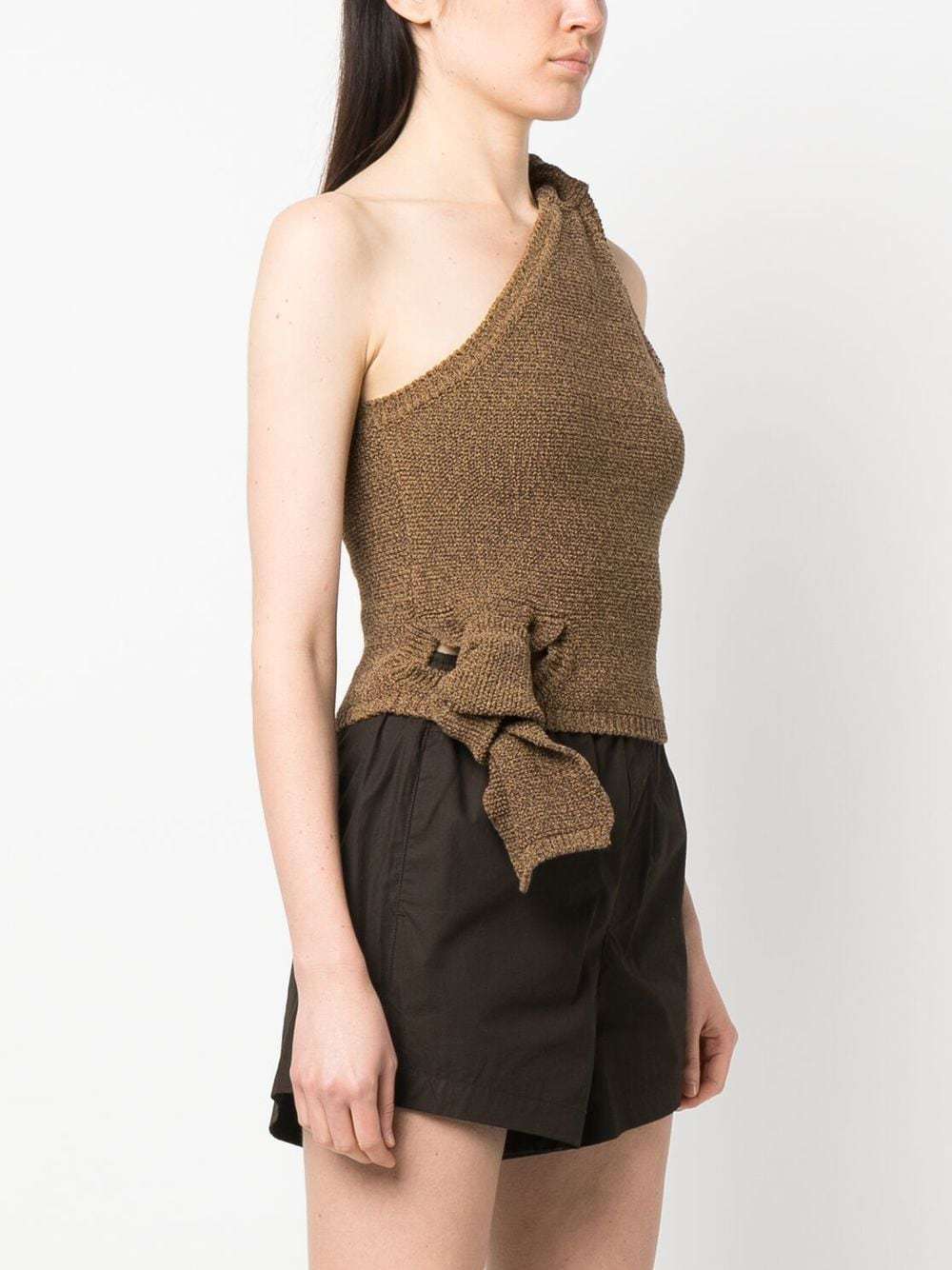 Damen asymmetrisches Strickoberteil mit dekorativem Knoten Drune