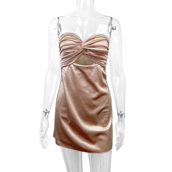Damen figurbetontes Minikleid mit tiefem Ausschnitt und Knotted Detail Drune
