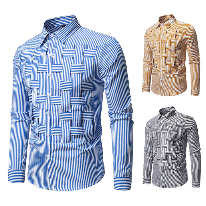 Herren elegantes Hemd mit strukturiertem Streifenmuster Drune