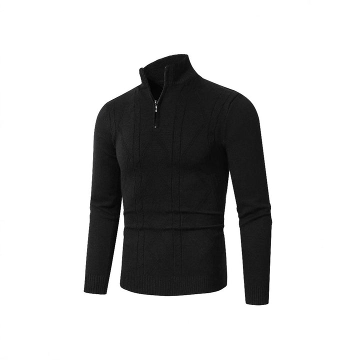 Herren Strickpullover mit modernem Zopfmuster und hohem Stehkragen Drune