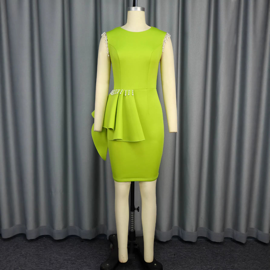 Damen Elegantes Cocktailkleid mit voluminösem Rüschenelement Drune