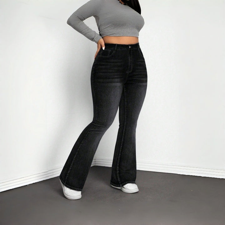 Damen Flared Jeans im Vintage-Design mit hohem Bund und komfortabler Passform Drune
