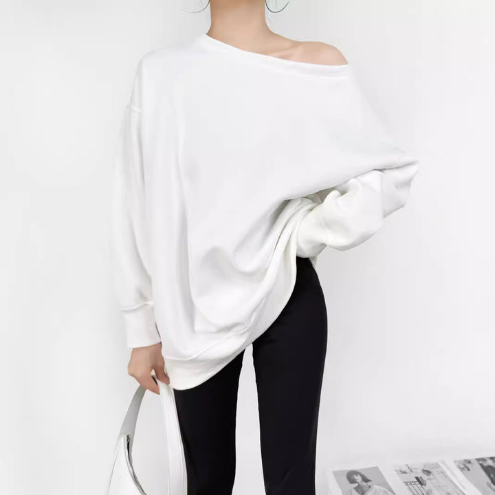 Damen lässiger Oversize-Sweatshirt mit leichtem Stoff Drune