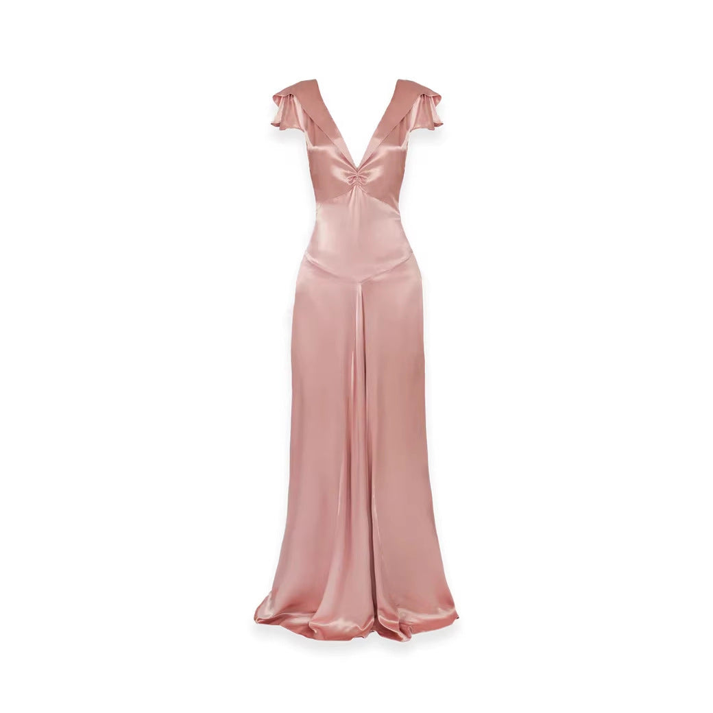 Damen Elegante und fließende Satin-Jumpsuit Drune