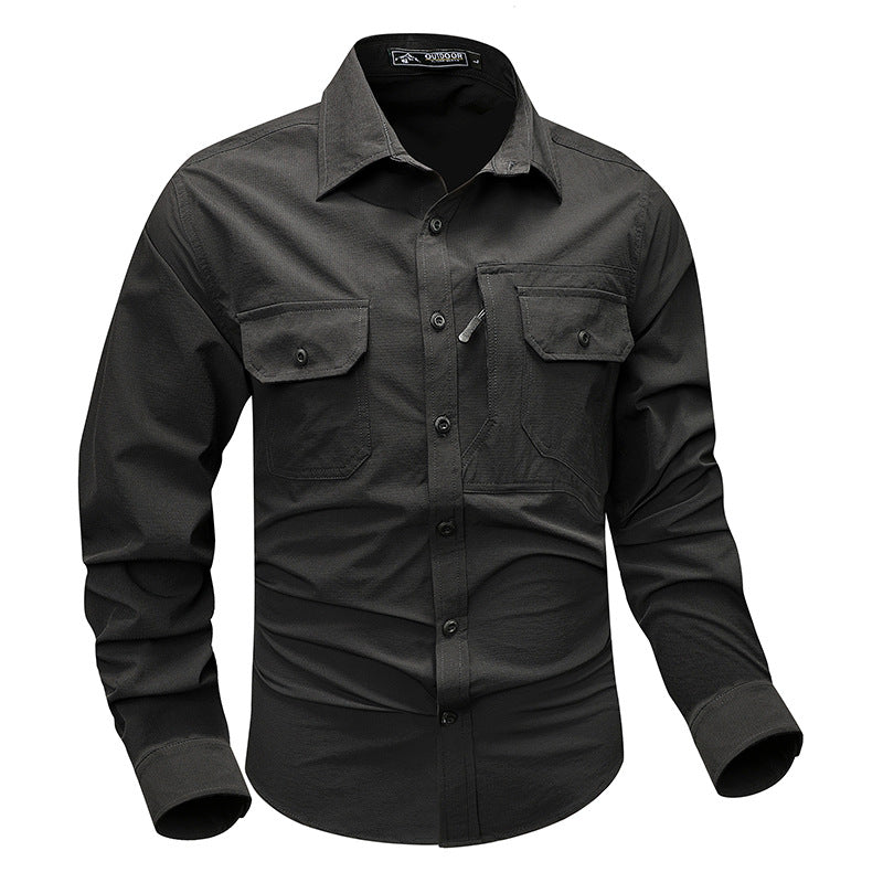 Herren nan robustes Ripstop-Feldhemd mit Brustklappen und Reißverschlusstasche Drune