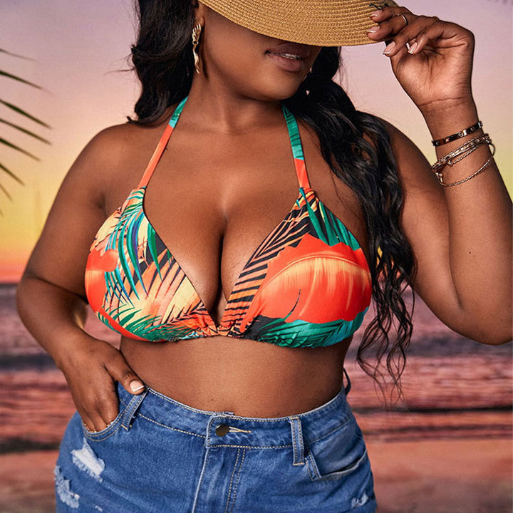 Damen Triangel-Bikini mit buntem Blumenmuster Drune