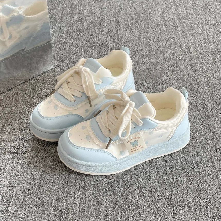 Damen Sportliche Sneaker mit niedlichem Tiermotiv und elastischen Schnürsenkeln Drune