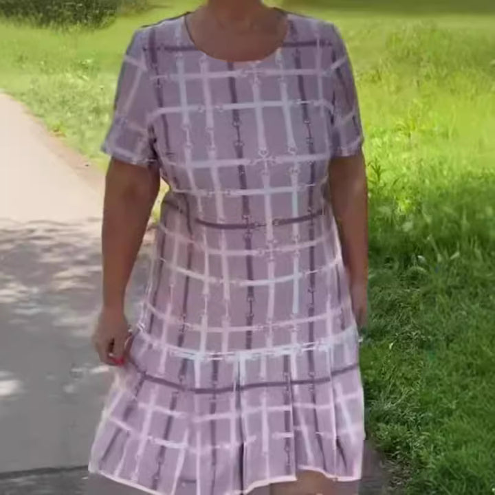 Damen Freizeitkleid mit verspieltem Karomuster und Rüschendetails Drune