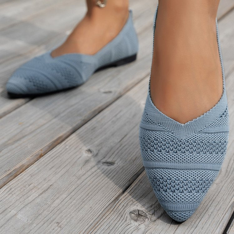 Damen Spitzer Ballerinas aus atmungsaktivem Strickmaterial mit flexibler Sohle Drune