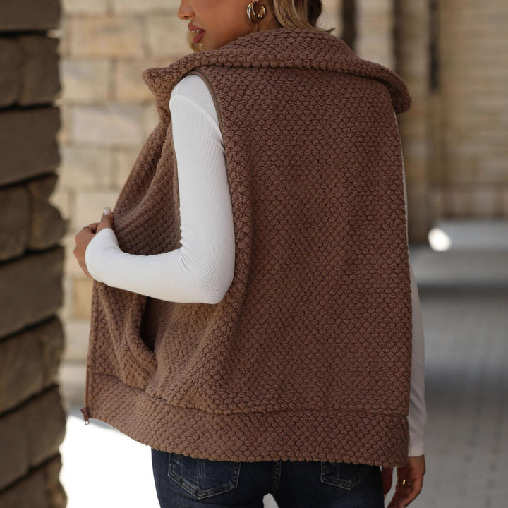 Damen Plüschweste mit praktischen Taschen und Kragen Drune