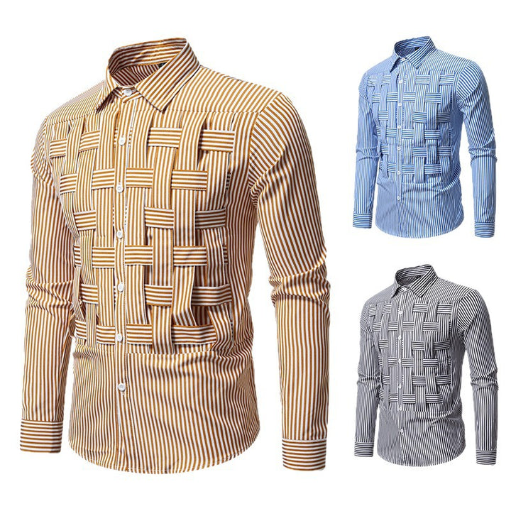 Herren elegantes Hemd mit strukturiertem Streifenmuster Drune