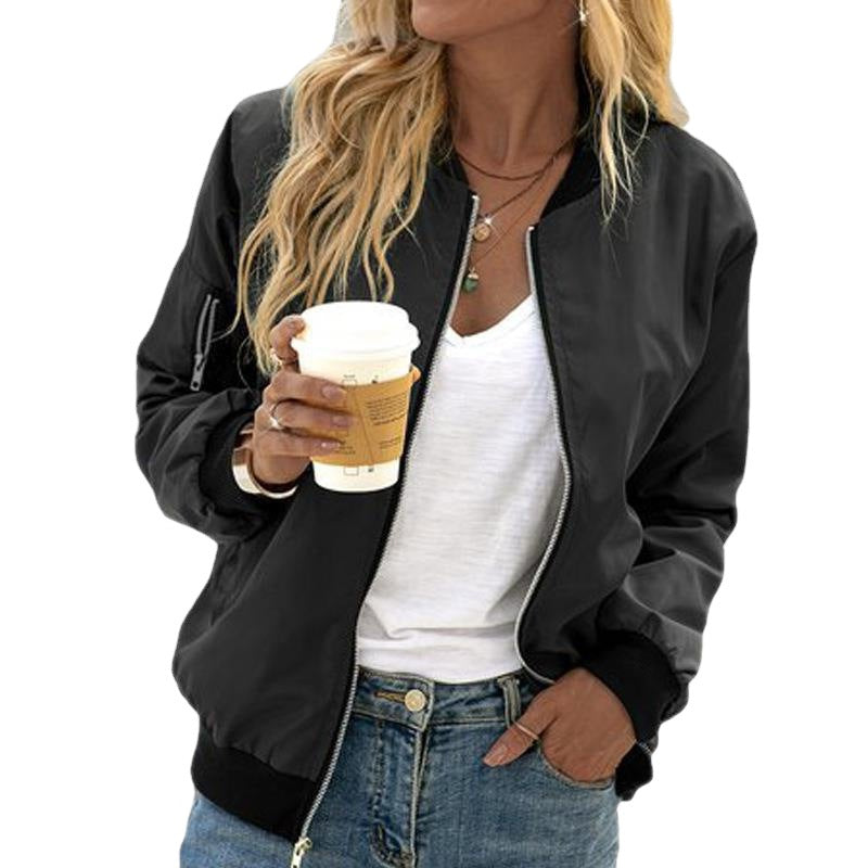 Damen stylische Bomberjacke mit praktischem Reißverschluss und seitlichen Taschen Drune