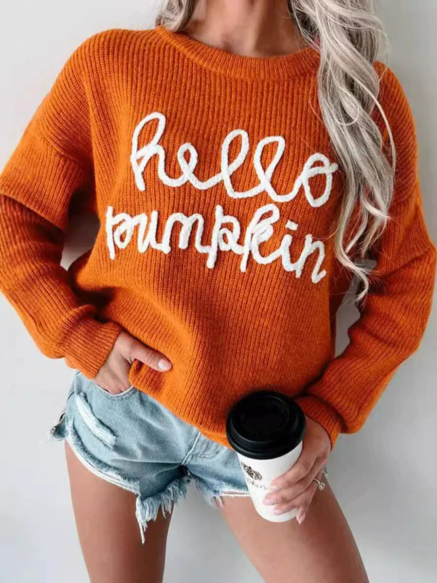 Drune | Sweatshirt - Relaxed Fit - Gestrickte Wollmischung - Ribbelstruktur - Buchstaben Detail