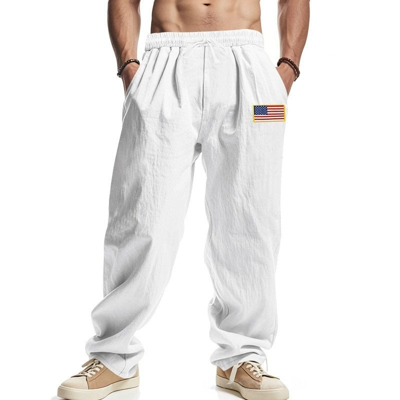 Herren lässige Freizeit-Hose mit verstellbarem Bund und amerikanischem Patch Drune