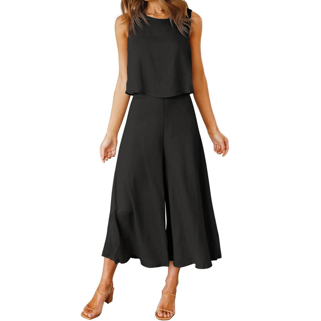 Damen Luftiger Jumpsuit mit schwingendem Bein und ärmellosem Design Drune