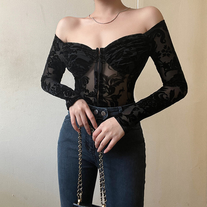 Damen Luxuriöses Spitzenbodysuit mit Off-Shoulder-Design Drune