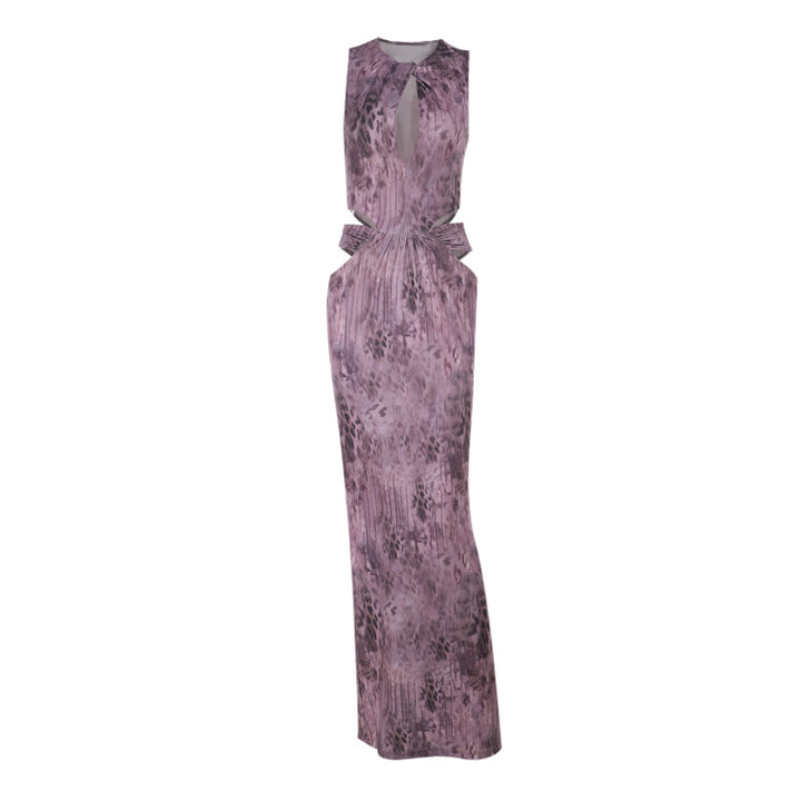 Damen Fließendes Maxikleid mit asymmetrischem Ausschnitt und Taillengürtel Drune