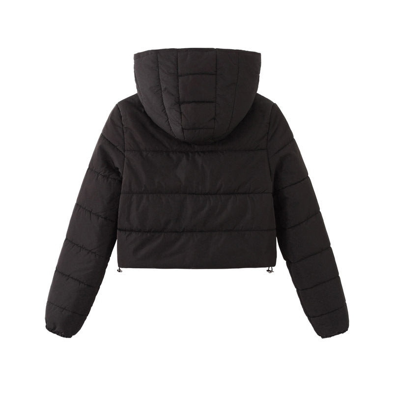 Damen gesteppte kurz geschnittene Jacke mit Kapuze Drune