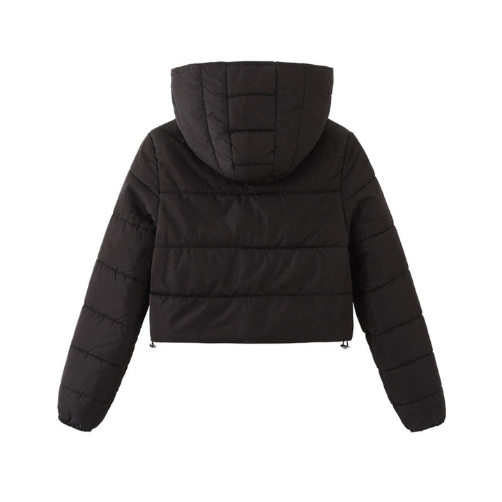 Damen gesteppte kurz geschnittene Jacke mit Kapuze Drune
