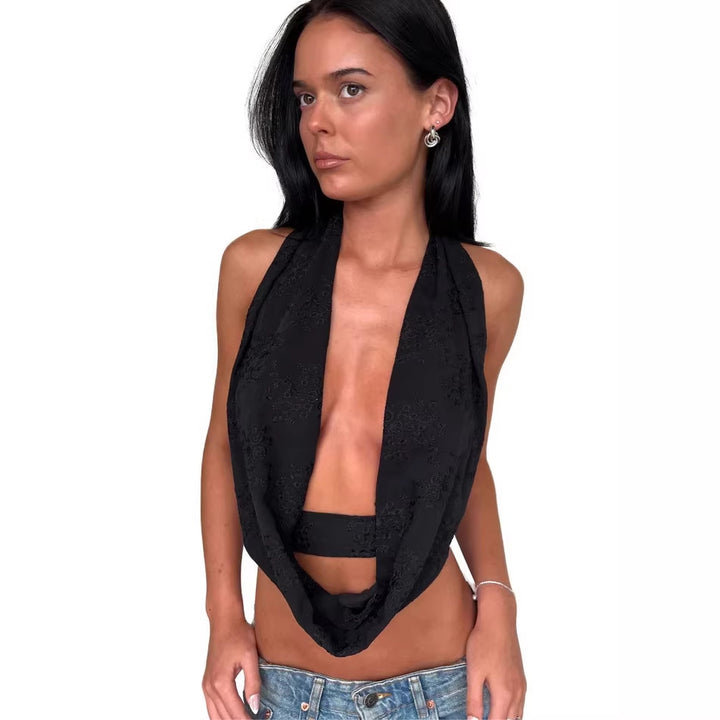Damen Verspieltes Bauchfreies Top mit asymmetrischen Rüschendetails Drune