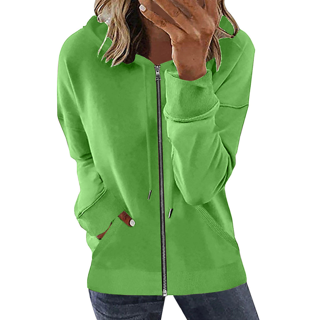 Damen nan Kapuzenjacke mit durchgehendem Reißverschluss, Kängurutaschen und elastischen Bündchen Drune
