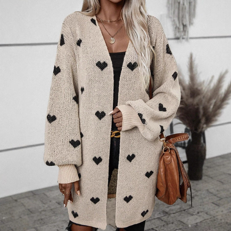 Damen Strickjacke mit Herzmuster und lässiger Passform Drune