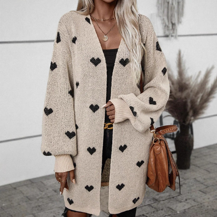 Damen Strickjacke mit Herzmuster und lässiger Passform Drune