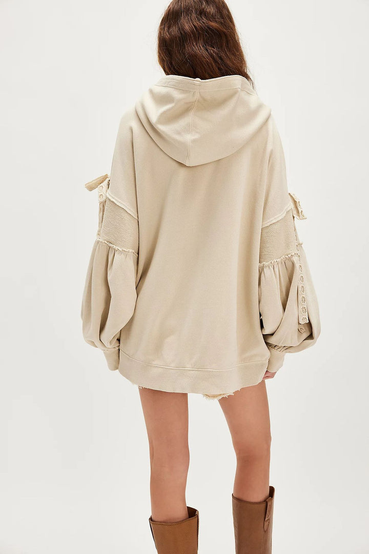 Damen Oversize Kapuzenpullover mit einzigartigen Ärmeldetails Drune