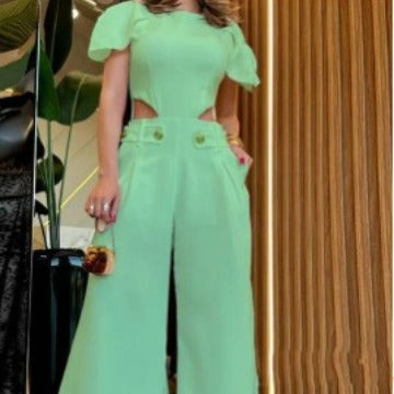 Damen Eleganter Jumpsuit mit Schnittdetails und weich fließenden Hosenbeinen Drune