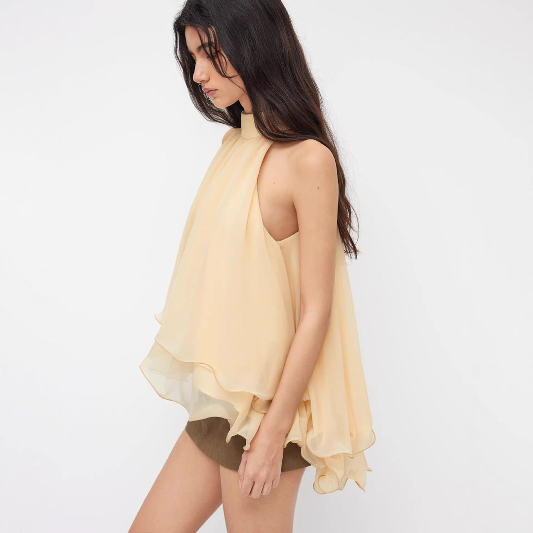 Damen Schwingender Chiffon-Rock mit Schleifenverschluss Drune