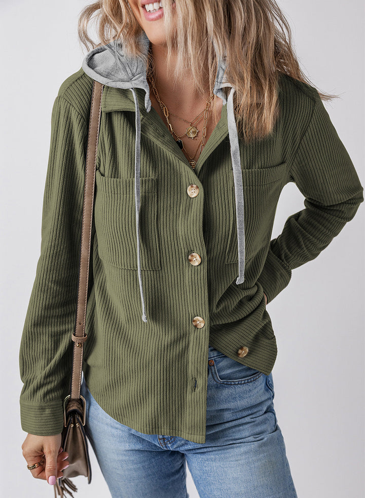 Drune | Revers Knopf Kapuzenjacke