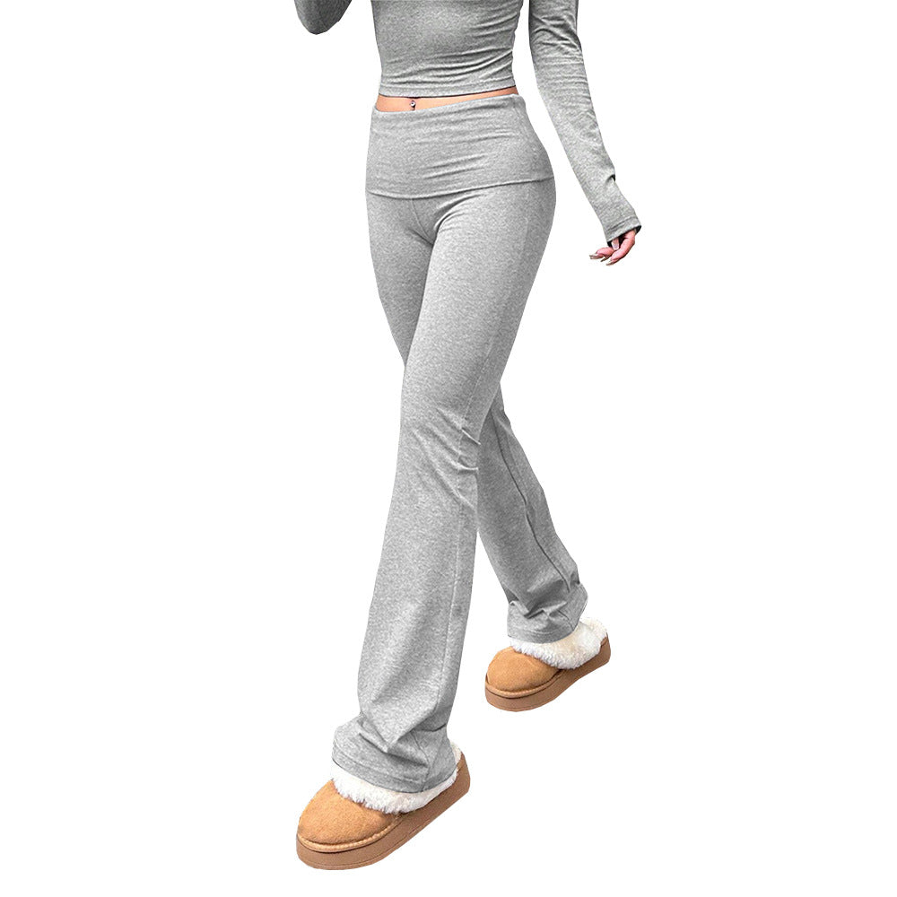 Damen Loungehose im eleganten Flared-Look mit weichem Futter Drune