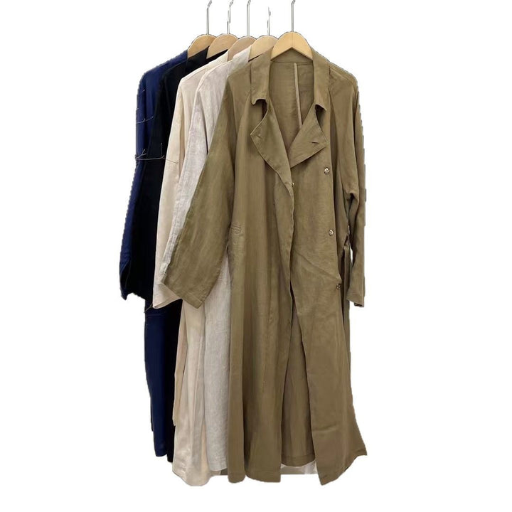 Damen Leinen Trenchcoat Drune