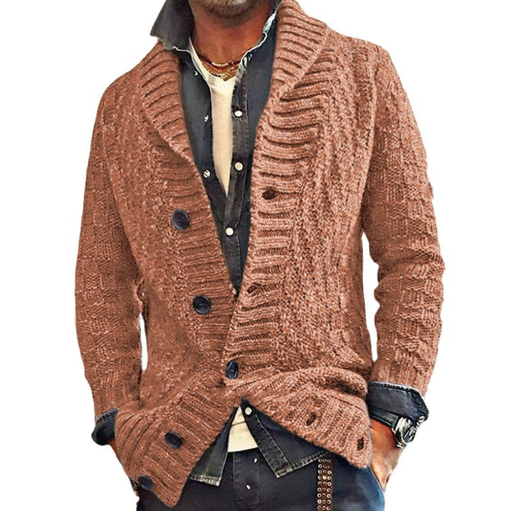 Herren Strickjacke mit großem Schalkragen und strukturiertem Design Drune