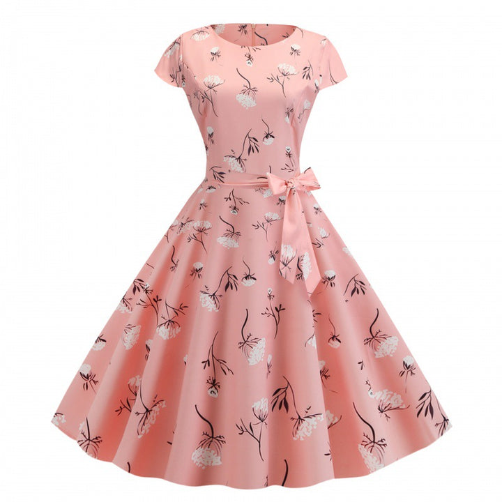 Damen A-linien Kleid mit floralen Mustern und taillierter Silhouette Drune