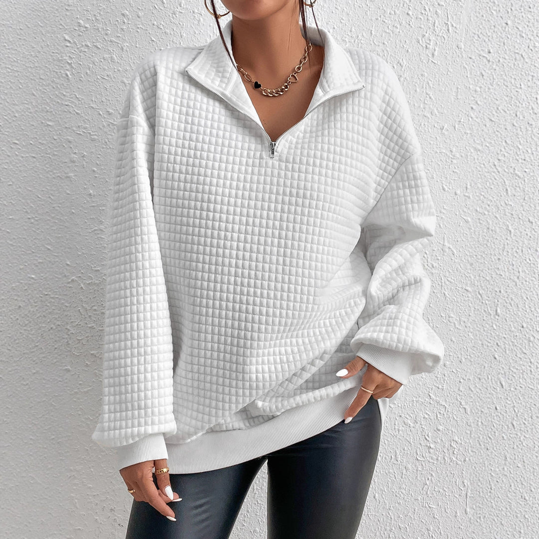 Damen Sweatshirt mit strukturiertem Stoff und Reißverschluss Drune