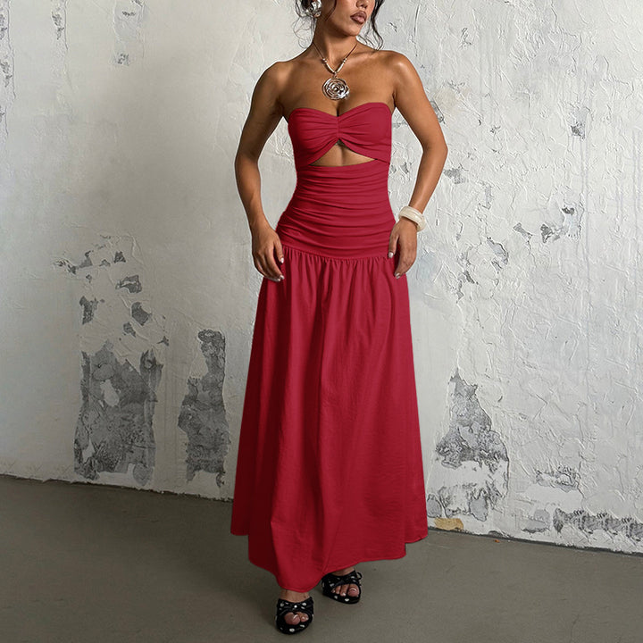Damen Maxikleid mit schicker Schnittführung und raffiniertem Bauch-Detail Drune
