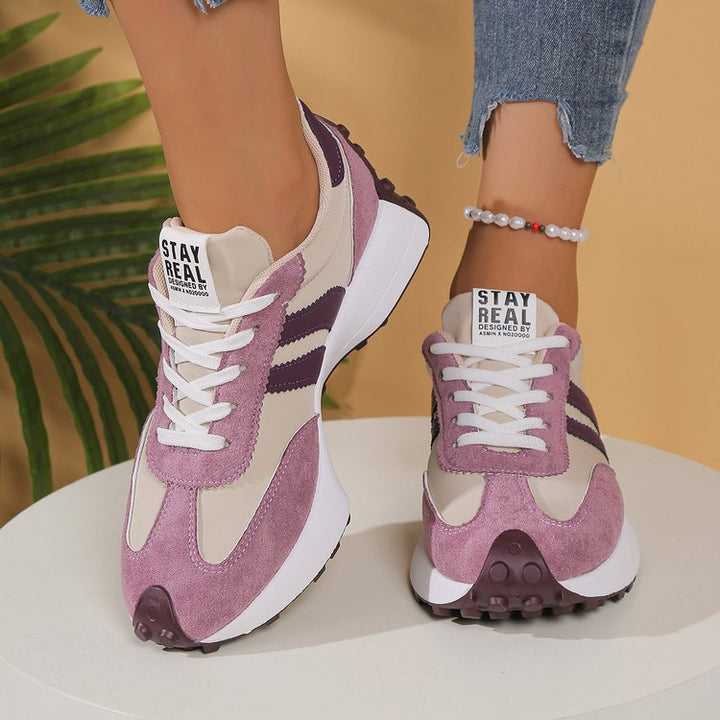 Damen nan retro-inspirierte Plateausneaker aus Veloursleder-Optik mit profilierter Gummisohle Drune