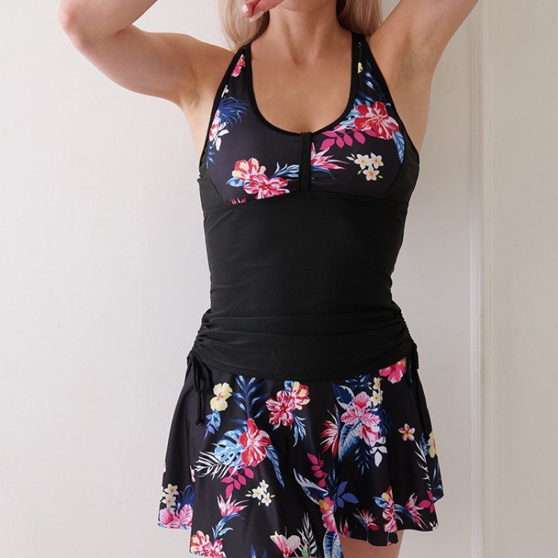 Damen Tankini-Set mit floralem Rock und figurformendem Oberteil Drune