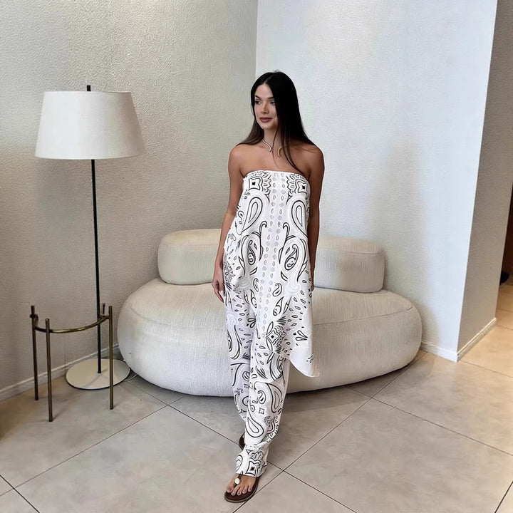 Damen lässiger Jumpsuit mit weitem Schnitt und stylischem Muster Drune