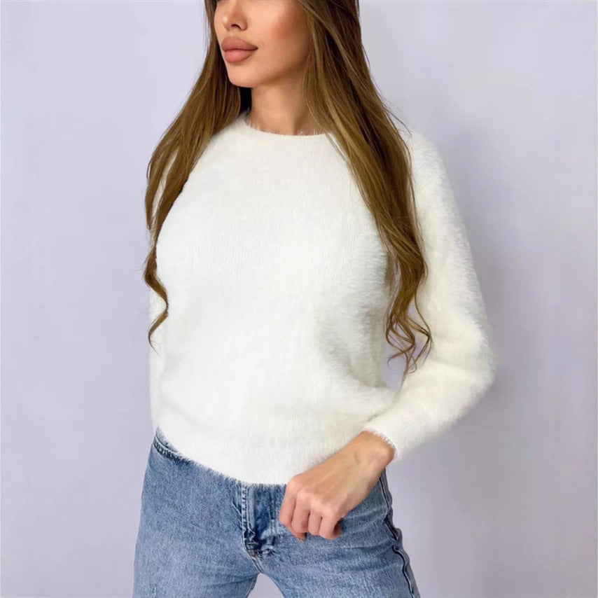 Damen Flauschiger Modischer Pullover Drune