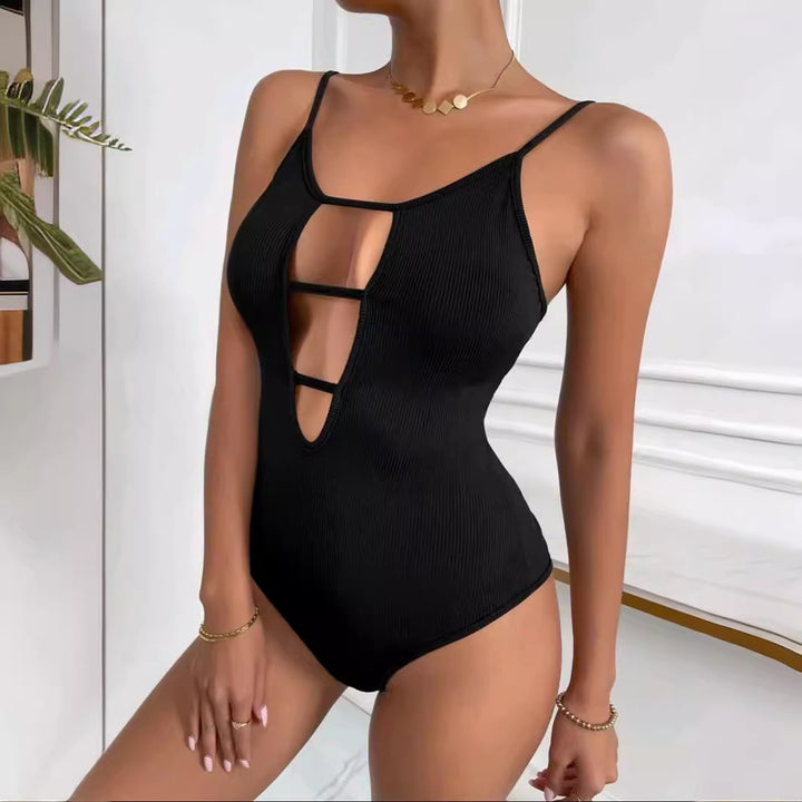 Damen figurbetontes Cut-Out Top aus Rippenstruktur Drune